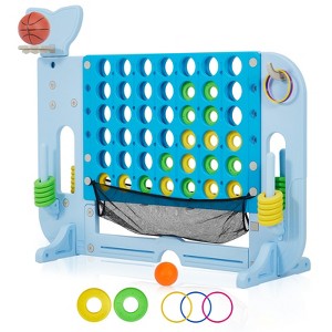 Giant 4-in-a-Row Game Set, Adjustable 3-Level Height, Jumbo Connect Four with Quick-Release Slider, Includes Mini Basketball, Golf & Ring Toss - 1 of 4