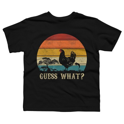 Boy's Design By Humans Retro Guess What? Chicken Behind By Chos T-Shirt