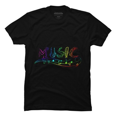 Men's Design By Humans Rainbow Yoga Music Notes By AleksandrYacenko T-Shirt