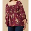 Women's Mixed Floral Tie Sleeve Top - Plus - Hayden LA - 3 of 4