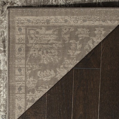 Ivory and Brown Rectangular 5' x 7' Viscose Area Rug