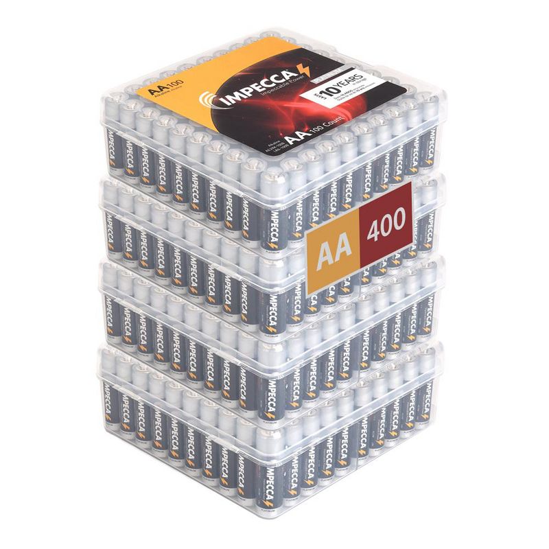 Impecca AA 400-Pack Batteries Alkaline Battery with 10-Year Shelf Life (400-Cells), 1 of 6