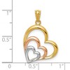 Black Bow Jewelry 14k Two Tone Gold & White Rhodium Plated Layered Hearts Pendant, 17mm - 3 of 4
