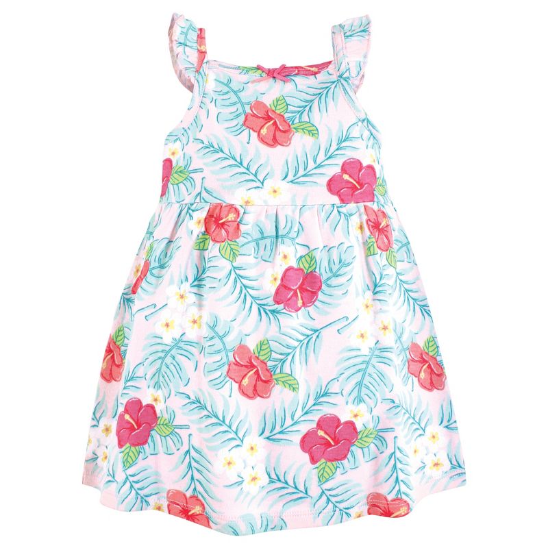 Hudson Baby Infant and Toddler Girl Cotton Dresses, Tropical Floral, 3 of 5