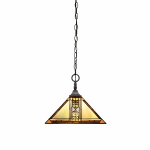 Toltec Lighting Any 1 - Light Pendant in  Dark Granite with 14" Santa Cruz Art Glass Shade - 1 of 1