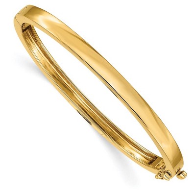 Black Bow Jewelry 5.3mm 14k Yellow Gold Polished Solid Open Back Hinged Bangle Bracelet