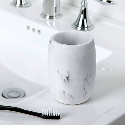 Legends White and Gray Marble Resin Bathroom Tumbler