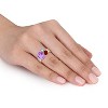 EVERLY JEWELRY | Yellow Plated Sterling Silver 4 3/8 CT TGW Pink Amethyst Garnet Sky Blue Topaz Fashion Ring - 3 of 4