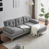 82.6"  Velvet Sectional Sofas L Shaped Upholstered Couches with Lounge for Living Room, Bedroom -- Frevyn - 3 of 4