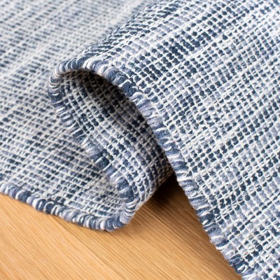 Coastal Breeze Navy Blue Handwoven Cotton 6' Square Area Rug