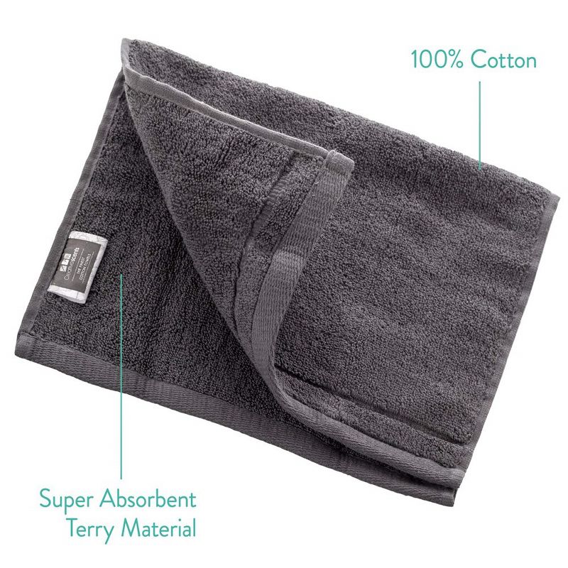 Creative Scents Fingertip Terry Towels Set of 4 - Grey, 3 of 8