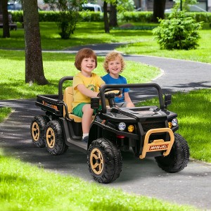 Ride On Truck, 24V 2 Seater Kids Electric Dump Truck 4WD UTV - Parent Remote, Electric Dump Bed & Bluetooth (6-Wheel) - 1 of 4