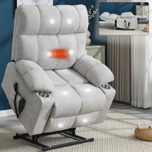 Dual Motor Power Lift Recliner Chair for Elderly,40"W Heavy Duty Chenille Recliner with 8-Point Massage,Lumbar Heat & Cup Holders-Baofuwish - 1 of 4