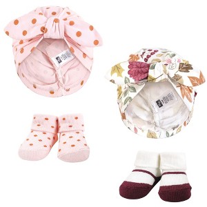 Hudson Baby Infant Girls Turban and Socks Set, Acorn Botanical, One Size - 1 of 4