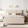 KTMBDW Full/Queen Size Upholstered Platform Bed with Brick Pattern Headboard and Twin Size Trundle, Linen Fabric, No Box Spring Needed - 2 of 4