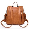 INFURNIC Backpacks Women PU Leather Backpack Purse with Large Capacity Waterproof Stylish Design for Travel Work, Brown, 13.46"*6.63"*2.34" - 3 of 4