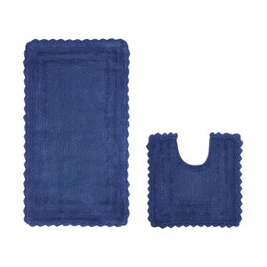 Lilly Crochet Collection 100% Cotton Tufted Reversible 2-Piece Bath Rug Set – Super Absorbent, Machine Washable Bathroom Mats with Crochet Pattern - 1 of 4