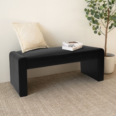 Kaia 47" Faux Leather Upholstered Waterfall Bench-Maison Boucle