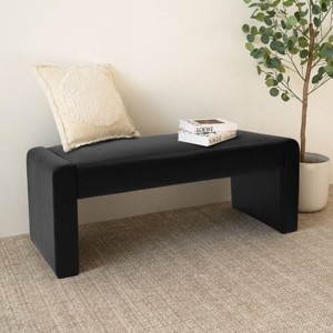 Kaia 47" Faux Leather Upholstered Waterfall Bench-Maison Boucle - 1 of 4