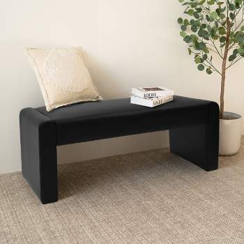 Kaia 47" Faux Leather Upholstered Waterfall Bench-The Pop Maison