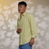 Campus Sutra Men Men's Lime Green  Stripe-Creased Shirt - 3 of 4