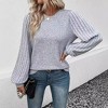 Coolmee Women's Puff Long Sleeve Shirts Casual Knit Blouses Crew Neck Elegant Tunic Tops - 3 of 4