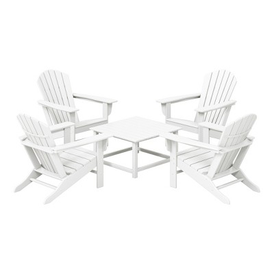 WestinTrends Dylan 5-Piece Outdoor Patio HDPE Adirondack Chair With Square Coffee Table Conversation Set