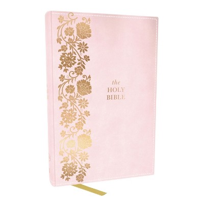 KJV Personal Size Large Print End-Of-Verse Reference Bible, Pink Leathersoft, Red Letter, Comfort Print - by  Thomas Nelson (Leather Bound)