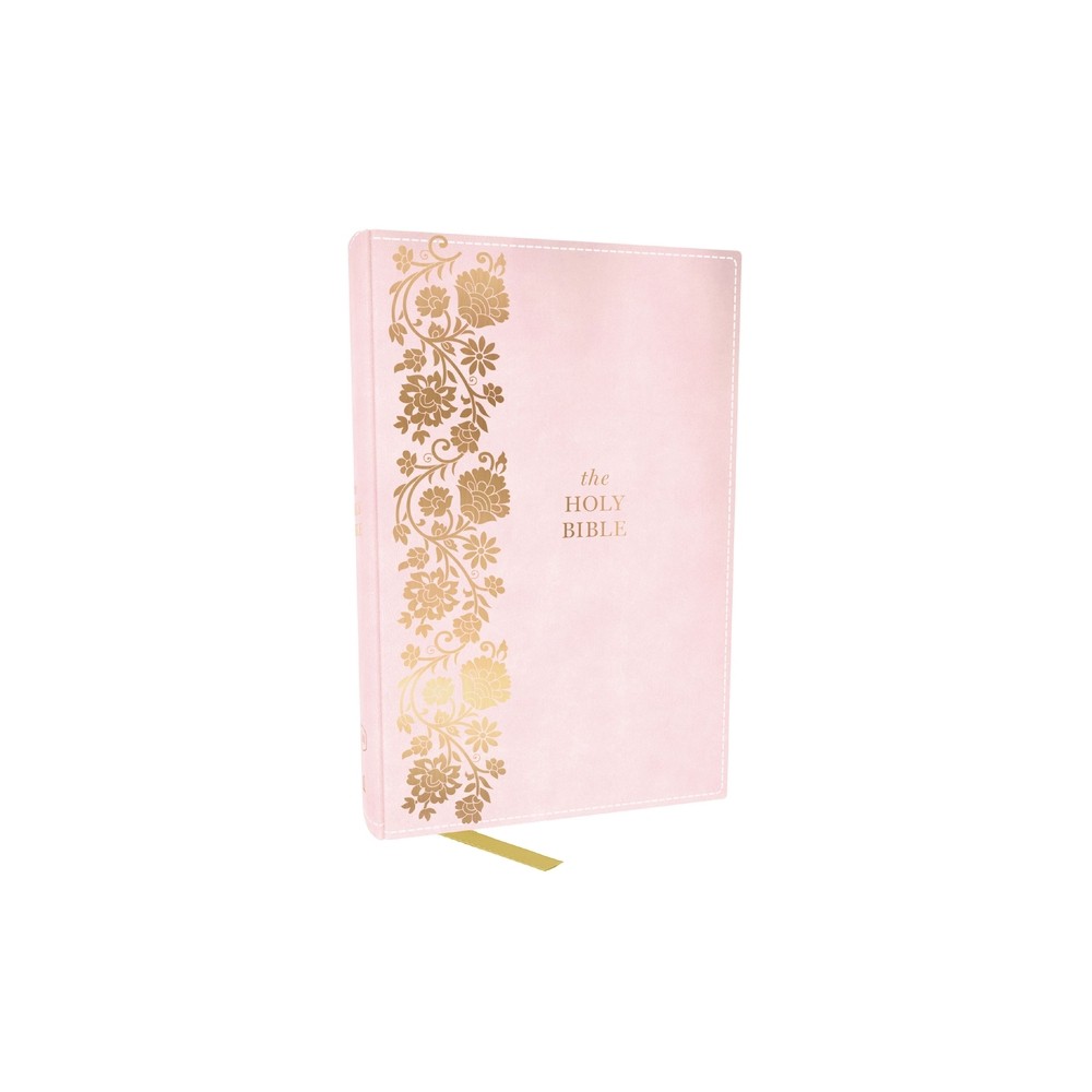 KJV Personal Size Large Print End-Of-Verse Reference Bible, Pink Leathersoft, Red Letter, Comfort Print - by Thomas Nelson (Leather Bound)