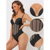 Allegra K Women's Built with Bra Mesh Panel Tummy Control Sculpting Leotard with Adjustable Straps - 3 of 4