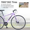 NAYSAYE Bicycles 7 Speed Hybrid Bike Aluminum Frame Double Disc Brakes for City Adventures, Purple, 64.57"*25.19"*37.79" - 4 of 4