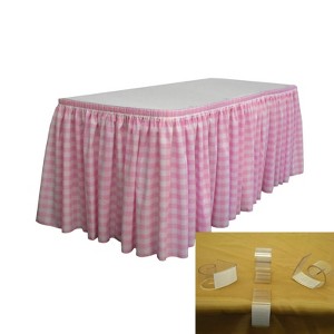 Slickblue Polyester Gingham Checkered Table Skirt with L-Clips - 1 of 1