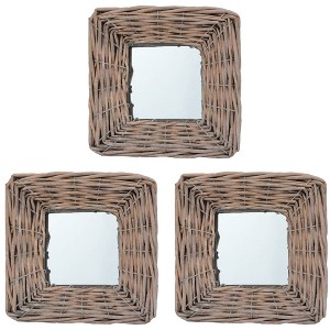 vidaXL Mirrors 3 pcs 5.9"x5.9" Wicker - 1 of 4