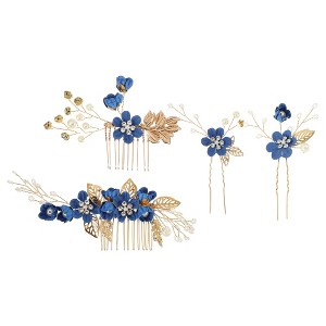 Unique Bargains Women's Bride Wedding Rhinestone Hair Combs 4 Pcs - 1 of 4