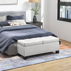 NicBex 46" Storage Bench Ottoman with Storage Steel Frame Button Tufted Storage Bench for Bedroom and Entryway - 1 of 4