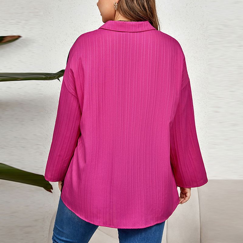 Women's Plus Size Long Sleeve Color Block Button Down Shirt - Cupshe, 5 of 8