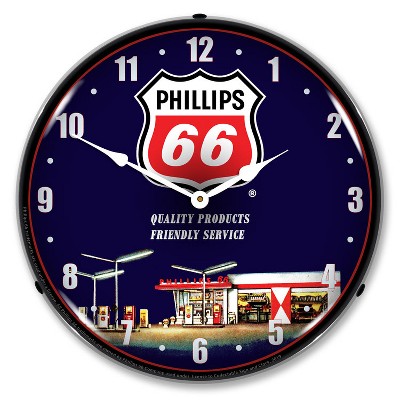 Collectable Sign & Clock | Phillips 66 Gas Station 1 LED Wall Clock Retro/Vintage, Lighted