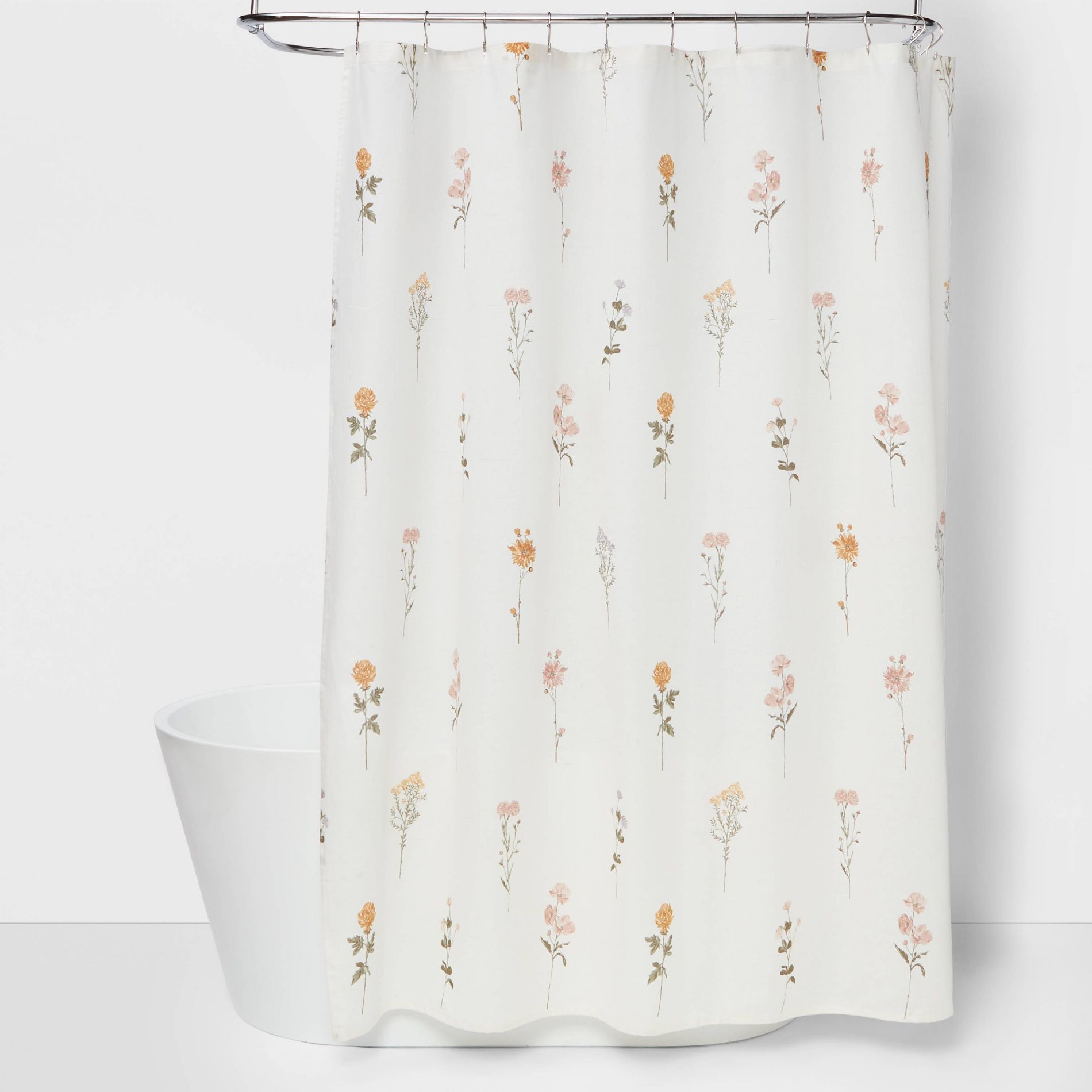 Botanical Floral Shower Curtain - Threshold™: Cotton Fabric, Machine Washable, Buttonhole Top
