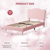 Twin Size Bed Frame for Kids with Scallop Headboard, Cute Velvet Twin Bed for Girls, Boys, Sturdy Platform Bed - 2 of 4