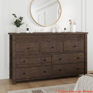 6/7 Drawer Dresser for Bedroom, Wooden Chest of Drawers, Fluted TV Stand, Storage Organizer for Living Room, Hallway and Entryway - 1 of 4