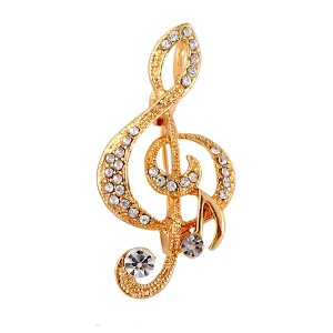 Anna-Kaci Elegant Rhinestone Crystal Treble Clef Music Note Brooch Pin for Scarf, Sweater, Wedding, Christmas Costume Accessories - 1 of 4