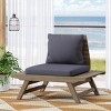 Outdoor Acacia Wood Patio Accent Chair with Cushion,Slatted Design Armless Club Chair,Lounge Chair For Patio Deck Garden-Coolbibila - 3 of 4