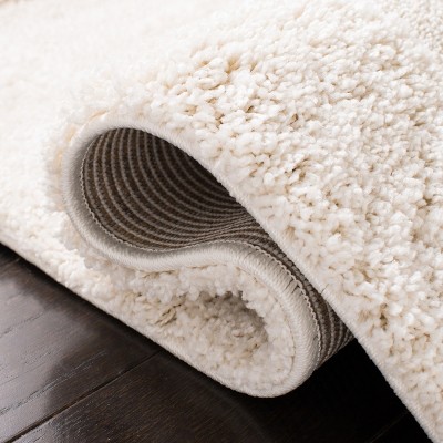 White Rectangular 6' x 9' Shag Synthetic Area Rug
