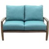 Courtyard Casual Avalon FSC Teak Loveseat Teak in Heather Gray finish Sling deck under cushion for comfort Sunbrella Fabric - 4 of 4