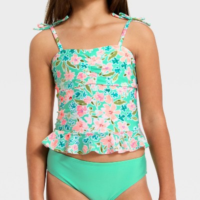 Детские купальники Cat & Jack Girls' Whimsical Floral Tankini Set - Cat & Jack™ Nettle Green M — фото 3