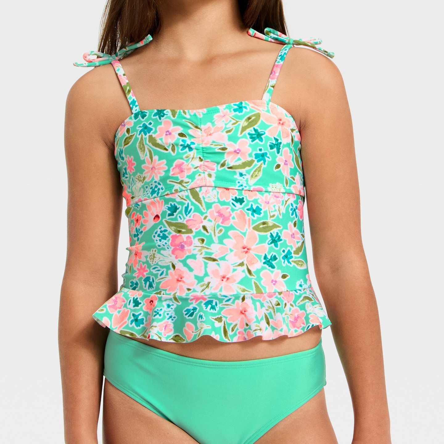 Детские купальники Cat & Jack Girls' Whimsical Floral Tankini Set, цвет: С принтом — фото 3