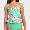 Girls' Whimsical Floral Tankini Set - Cat & Jack™ Nettle Green - 3 of 3