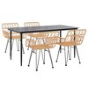 vidaXL Garden Dining Set Black Steel, Tempered Glass, Polyethylene Medium - Brown 63" x 31.5" x 29.1" 4 - 3 of 4