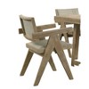 Anybear 2pc Dining Room Arm Chairs Oak Finish Upholstered Polyester Seat - 2 of 3