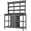 Large Farmhouse Potting Bench with 2 Drawers, Cabinet & Shelves, Outdoor Workstation for Backyard/Mudroom - 2 of 4